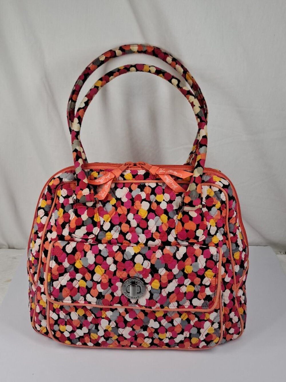 Vera Bradley Pixie Confetti Polka Dot Turn Lock Large Satchel Travel